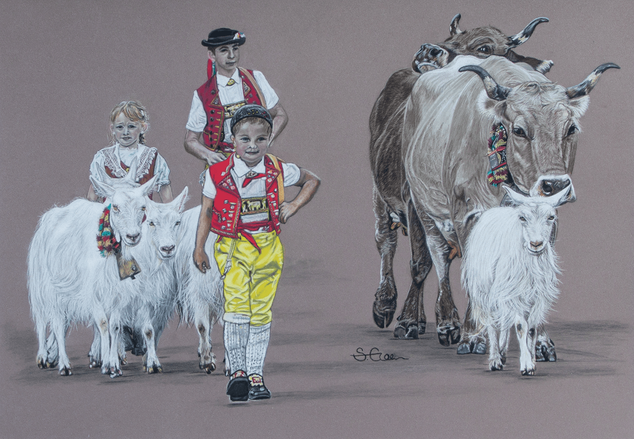 Sandra Germann Alpabzug in Pastell Fotorealismus